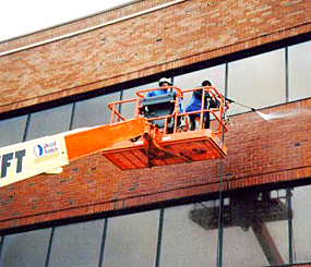 Pressure Washing with Crane